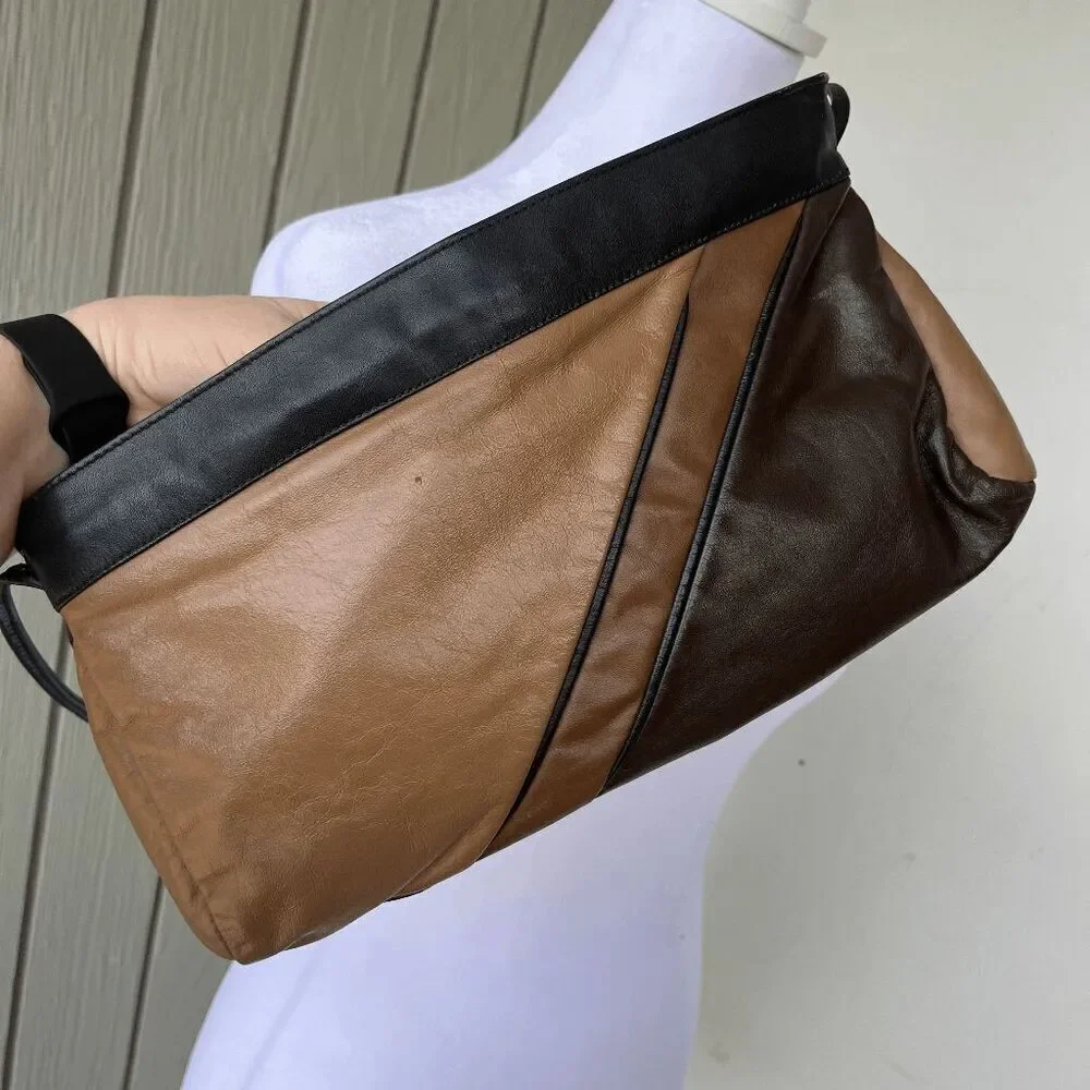 Vintage 70s Juliette Originals Leather Colorblock Crossbody Bag Purse - Picture 5 of 9